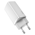 Baseus GaN2 Lite 65 W USB-C + USB-A încărcător de rețea, alb (UE)