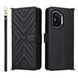 Carcasă cu clapetă pentru Honor 400 5G, Crossbody Leather Wallet, negru