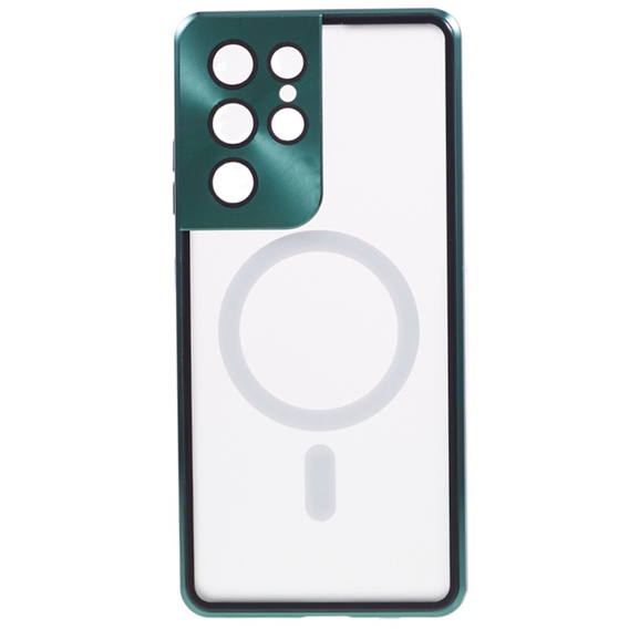 Carcasa Magnetic Dual Glass MagSafe pentru Samsung Galaxy S21 Ultra, verde