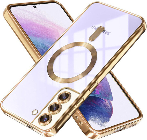 Husă pentru Samsung Galaxy S21, Electro MagSafe, de aur + Sticlă pentru ecran