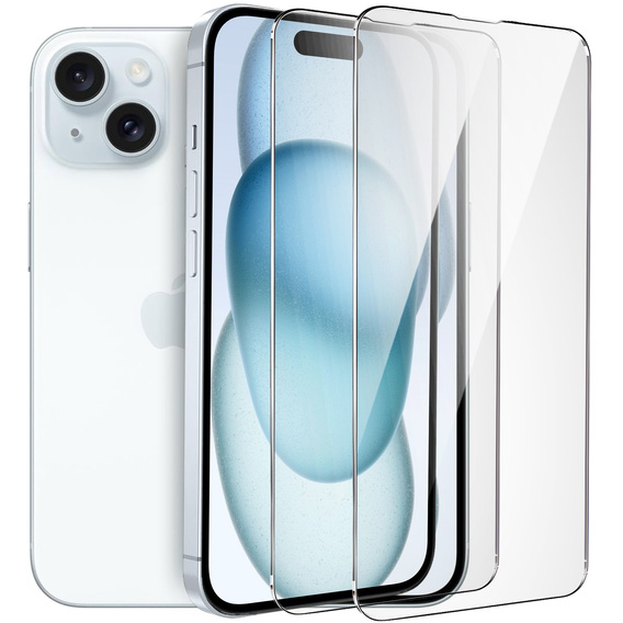 2x sticlă călită pentru iPhone 15, ERBORD 9H Hard Glass pe ecran