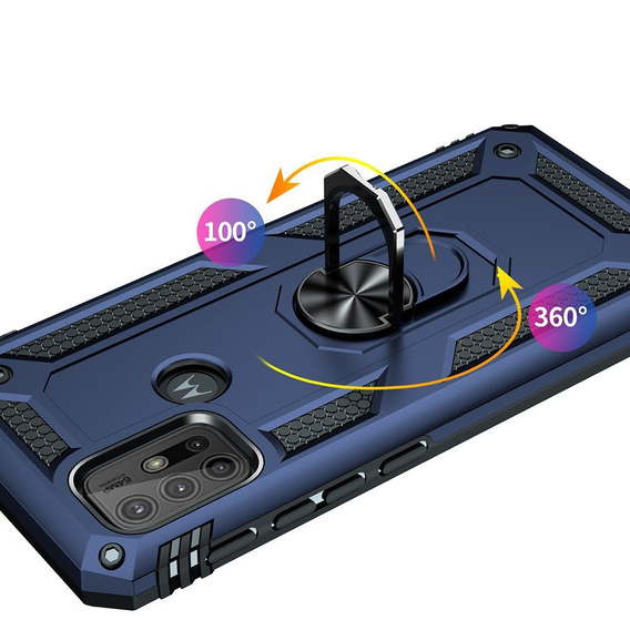 Husă blindată pentru Motorola Moto G10/G30, Nox Case Ring, albastru