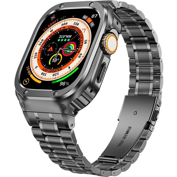 Brățară din oțel cu carcasă pentru Apple Watch 7/8/9 45MM, argintiu / auriu