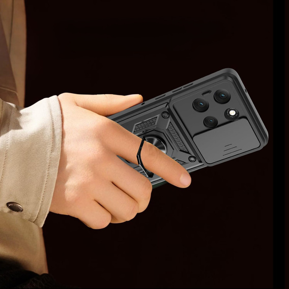 Husă blindată pentru Motorola Moto G86 5G, CamShield Slide, negru