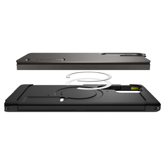 Carcasa Spigen pentru Samsung Galaxy S25 Ultra, Tough Armor Mag MagSafe, gri + 9H Tempered Glass