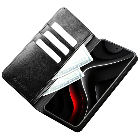 Husă din piele Qialino cu clapă Portofel pentru Samsung Galaxy S26 Plus, negru