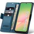 Husă pentru Samsung Galaxy A56, ERBORD Glossy Litchi, portofel cu clapetă, albastru