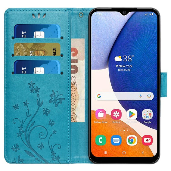 Cu clapetă pentru Samsung Galaxy A55 5G, Wallet, Butterfly, violet