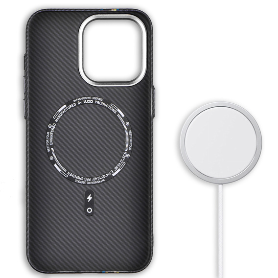 Carcasa pentru iPhone 15 Pro Max, Carbon Fiber MagSafe, negru