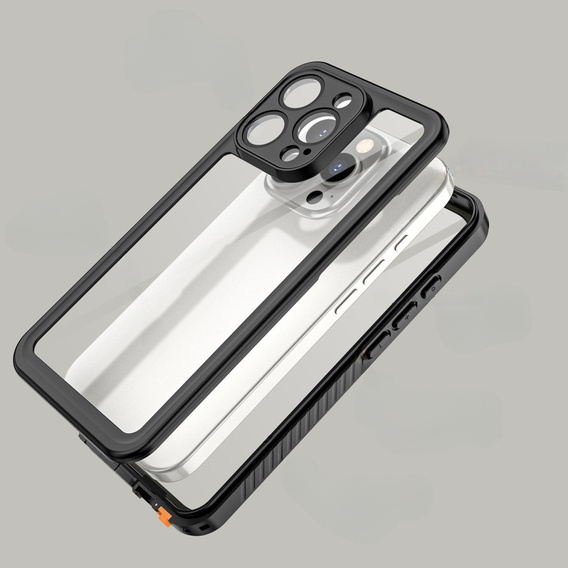 Husă impermeabilă IP68 pentru iPhone 16 Pro, negru