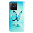 Cu clapetă pentru Xiaomi Redmi Note 12S, Wallet, butterfly, albastru