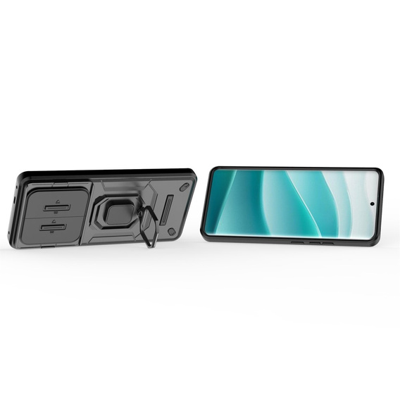 Husă pentru Xiaomi Redmi Note 14 Pro+ 5G, KickStand Camera Lens, negru