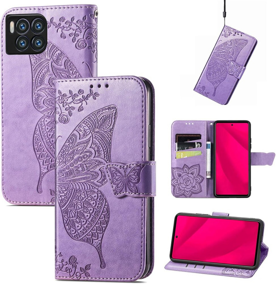 Cu clapetă pentru T Phone 2 Pro 5G, Butterfly, violet