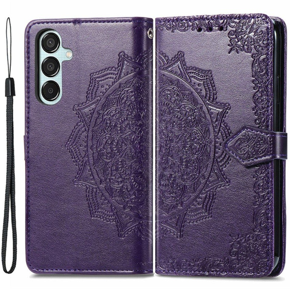 Cu clapetă pentru Samsung Galaxy M15 5G, Mandala, violet