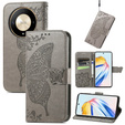 Cu clapetă pentru Honor Magic 6 Lite 5G, Butterfly, gri