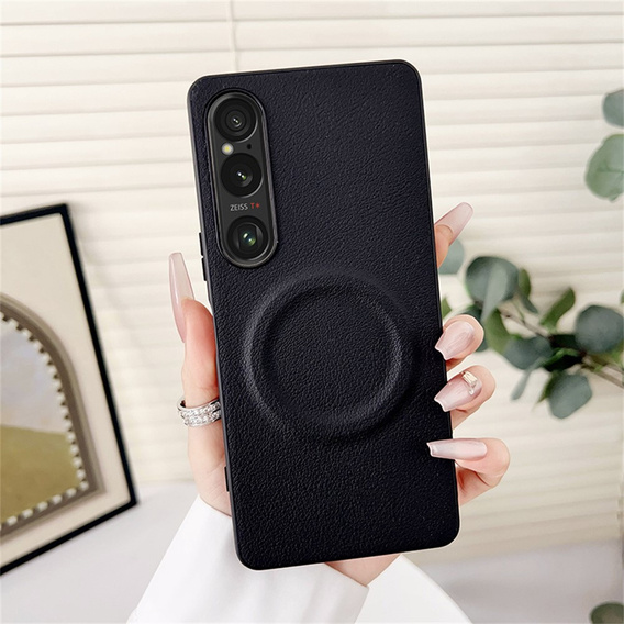 Huse pentru Sony Xperia 1 VI, Leather Hybrid MagSafe, negru