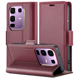 Husă pentru Infinix Note 50 Pro+, ERBORD Glossy Litchi, portofel cu clapetă, roșu