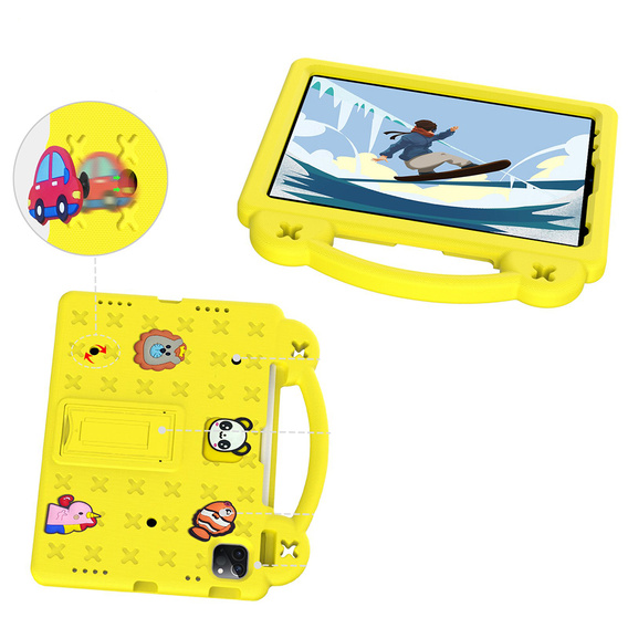 Husă pentru copii pentru iPad 10.9 2022 10 Gen, Cute Patterns, cu suport, galben