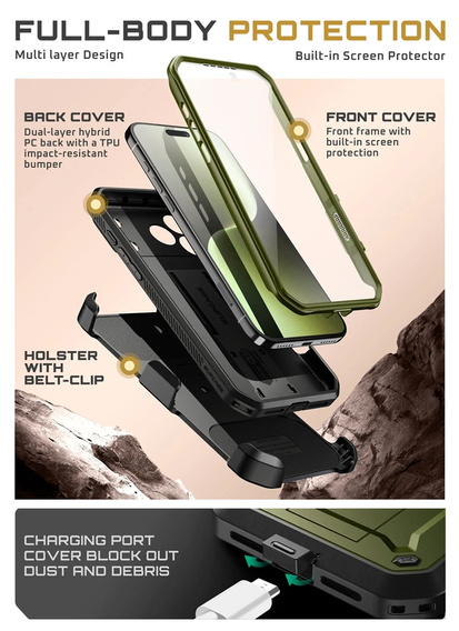 Carcasă Supcase pentru iPhone 17 Pro Max, Unicorn Beetle Pro, Guldan
