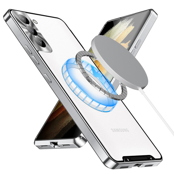 Carcasă de protecție pentru camera foto pentru Samsung Galaxy S21 FE 5G, CamShield MagSafe, transparent / argintiu