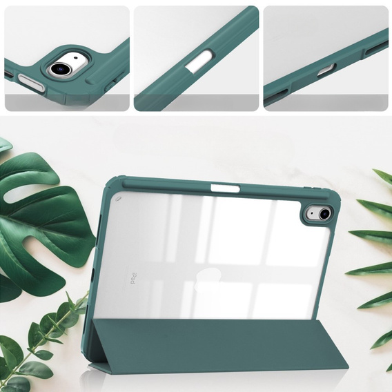 Husă pentru iPad 10.9 2022 10 Gen, Smartcase Hybrid, cu spațiu pentru stylus, verde închis