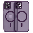 Husă pentru iPhone 16 Pro, pentru MagSafe, ERBORD Matt Case, violet închis + sticlă pentru ecran