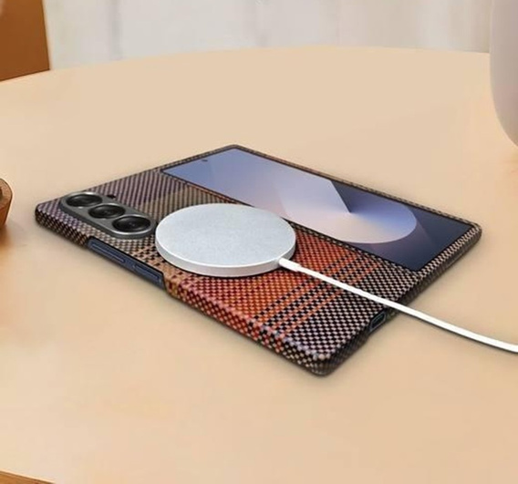 Husă pentru Samsung Galaxy Z Fold6 5G - magnetic Aramid Fiber, portocaliu