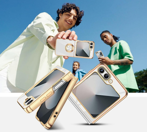 Huse pentru Samsung Galaxy Z Flip7 FE / Z Flip6, Electro Ring, alb