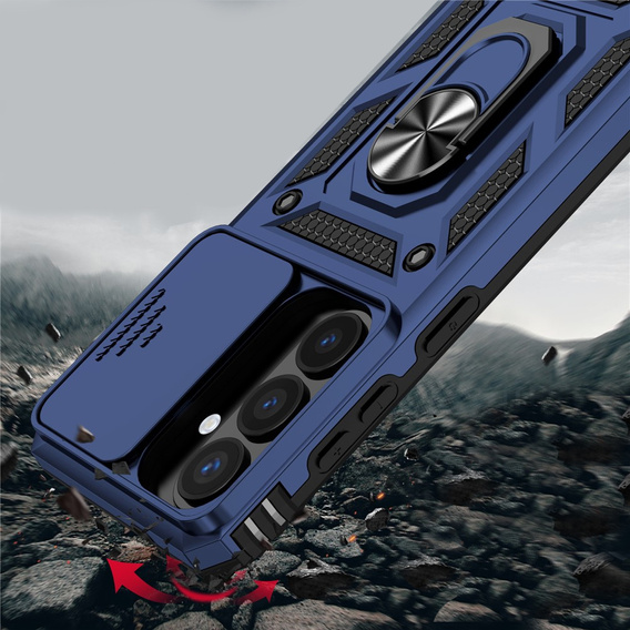 Husă blindată cu suport și capac pentru lentilă pentru Samsung Galaxy S26, albastră