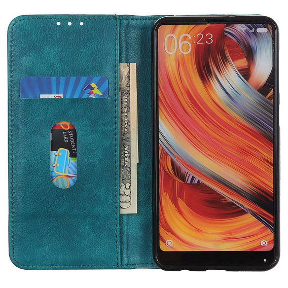Husa cu clapetă pentru Xiaomi Poco F6 Pro, Split Leather, verde