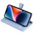 Cu clapetă pentru iPhone 15 Pro, Wallet Zipper Pocket, albastru