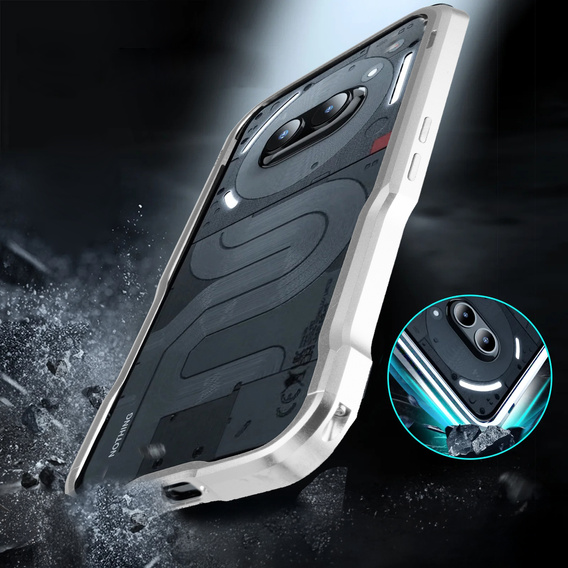 Husa LUPHIE pentru Nothing Phone 2a / 2a Plus, Armor Bumper, de argint