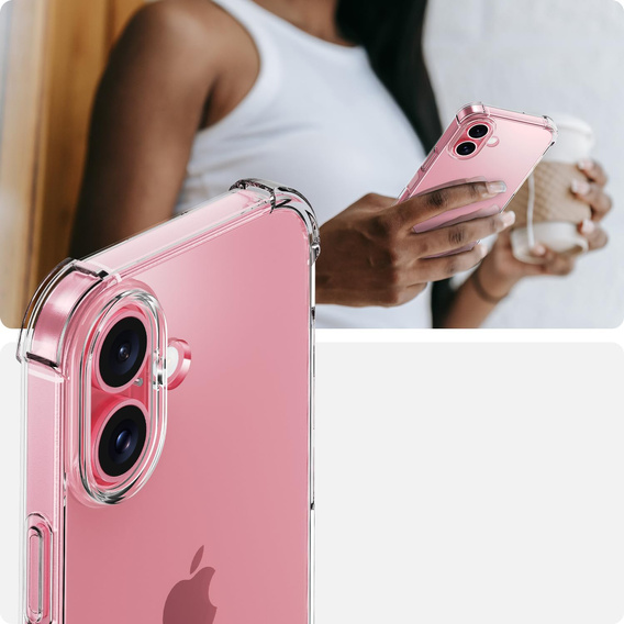 Carcasă pentru iPhone 16 Plus, Erbord Dropproof, transparentă + Sticlă