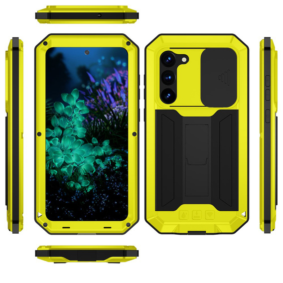 Husă blindată pentru Samsung Galaxy S23 Plus, R-JUST CamShield Slide, galben