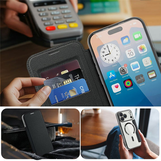 Carcasă Wallet MagSafe RFID flip cu protecție pentru camera foto pentru iPhone 17 Pro Max