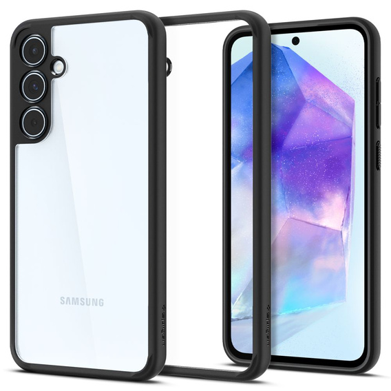 Carcasa Spigen pentru Samsung Galaxy A55 5G, Ultra Hybrid, negru + sticlă temperată 9H