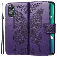 Cu clapetă pentru Oppo A17, Butterfly, violet