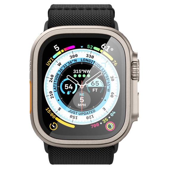 Szkło Hartowane SPIGEN GLAS.TR SLIM PRO do Apple Watch Ultra 49mm, z ramką, titanium / szare