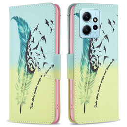 Cu clapetă pentru Xiaomi Redmi Note 12 4G, Wallet, feather, albastru