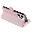 Cu clapetă pentru iPhone 15 Pro Max, Wallet Zipper Pocket, roz