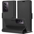 Husă pentru Oppo Reno 12 Pro, ERBORD Glossy Litchi, portofel cu clapetă, negru