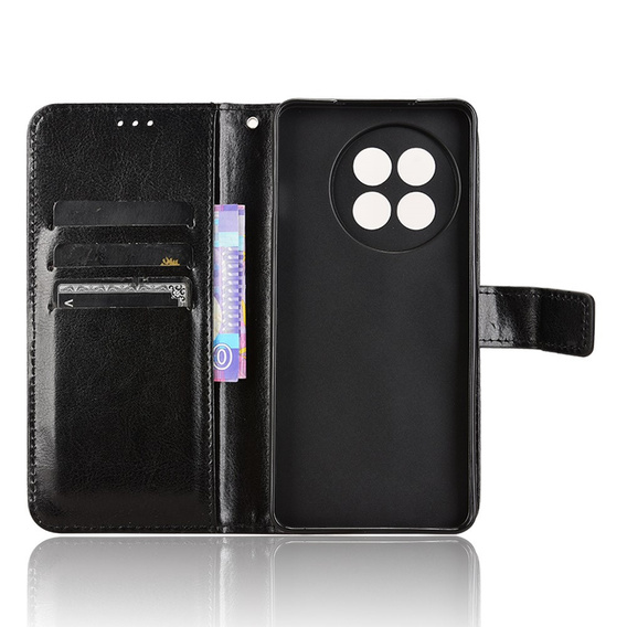 Cu clapetă pentru OnePlus 13R, Crazy Horse Wallet, negru