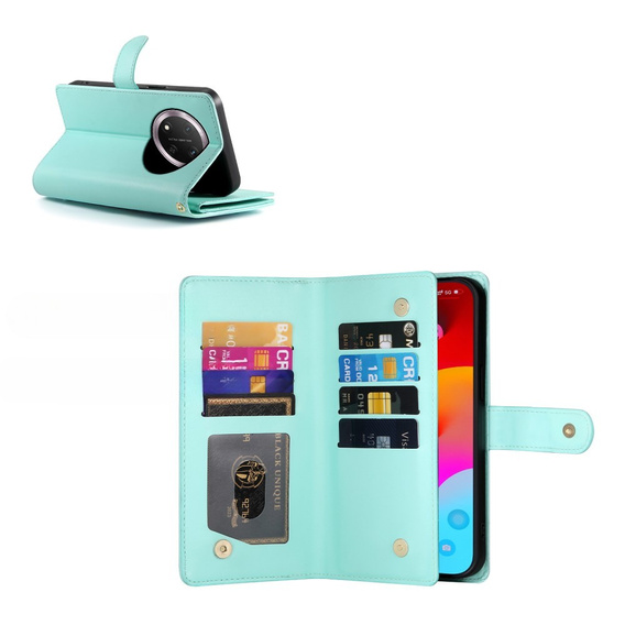 Cu clapetă pentru Honor Magic 7 Lite, Wallet Zipper Pocket, de mentă