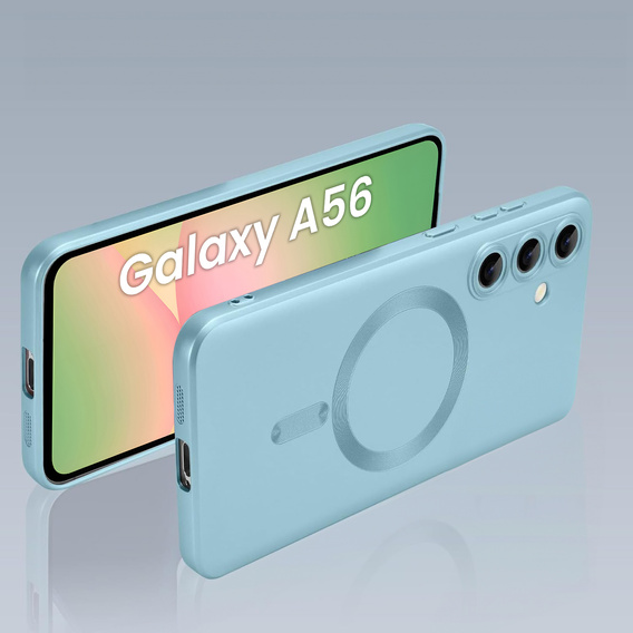 Carcasă pentru Samsung Galaxy A56, ColorMag, pentru MagSafe, albastru + sticlă călită 9H