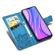 Cu clapetă pentru Xiaomi Redmi 9, Butterfly, albastru