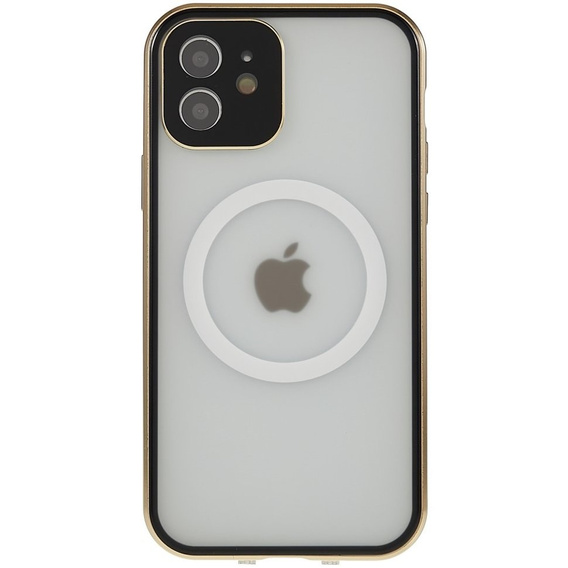 Carcasa Magnetic Dual Glass MagSafe pentru iPhone 12, de aur