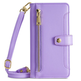 Cu clapetă pentru Motorola Moto G15 / G15 Power, Wallet Zipper Pocket, violet