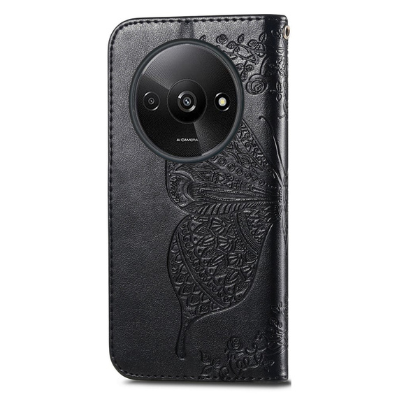 Cu clapetă pentru Xiaomi Redmi A3, Butterfly, negru