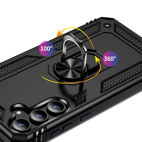 Husă blindată pentru Samsung Galaxy A55 5G, Nox Case Ring, negru