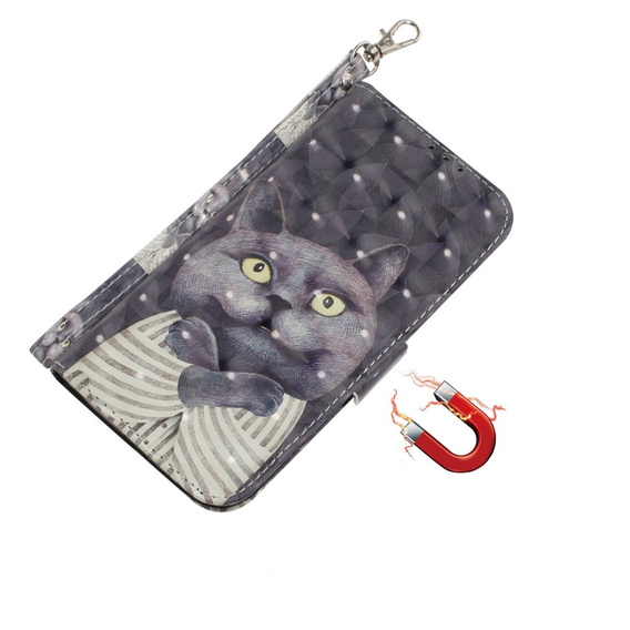 Cu clapetă pentru Xiaomi Redmi Note 13 5G, Wallet, Cat gri